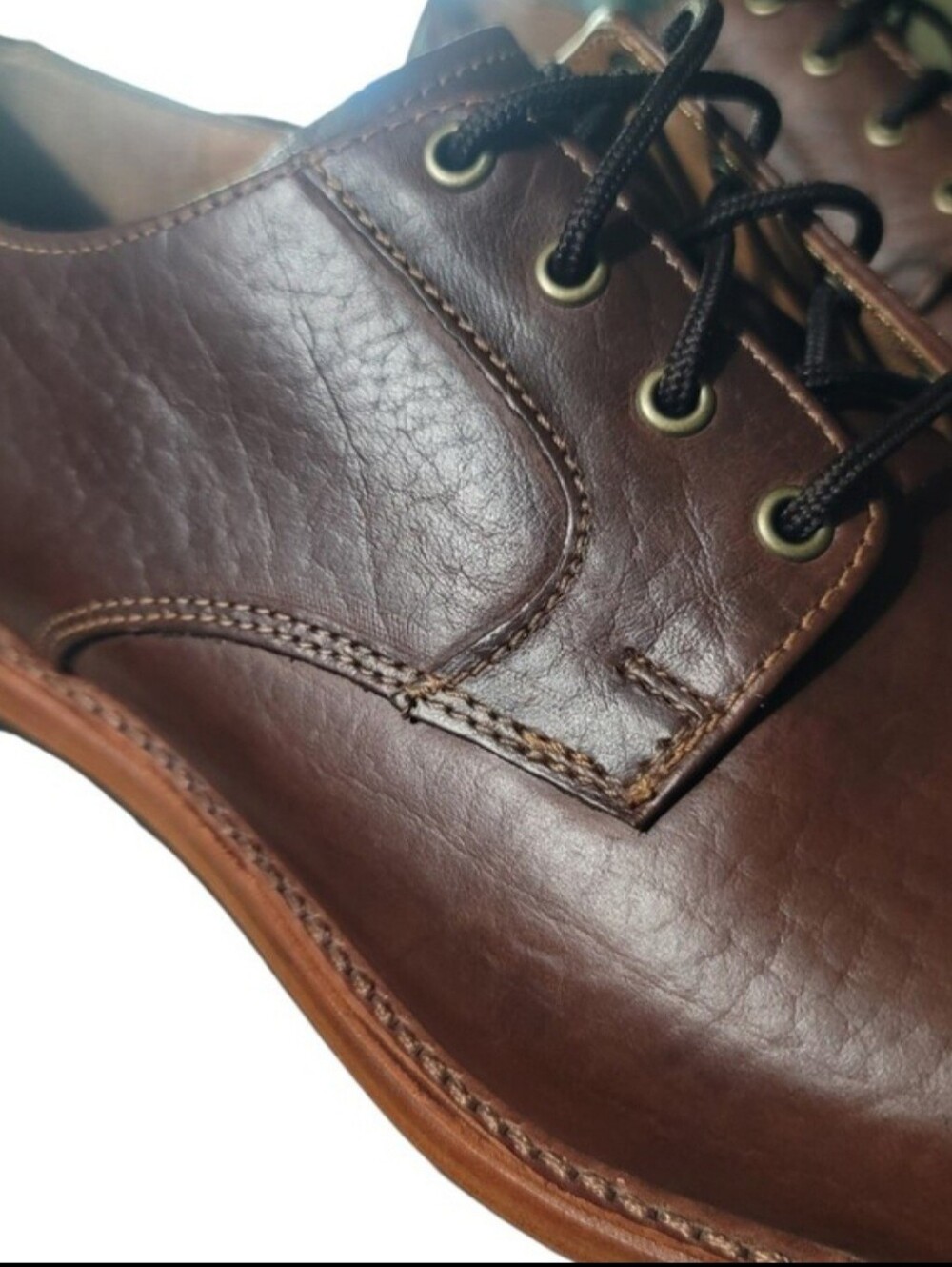 Trask Men's 12 M Leather Plain Toe Derby Oxford Shoes Vibram Lug Sole PRISTINE